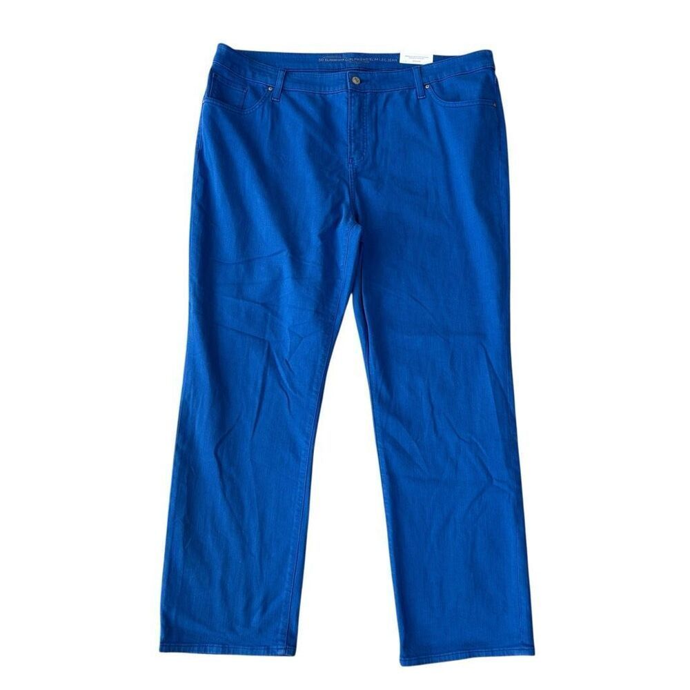 Chico's So Slimming Girlfriend slim leg Jeans in a vibrant blue color sz 20 NWT